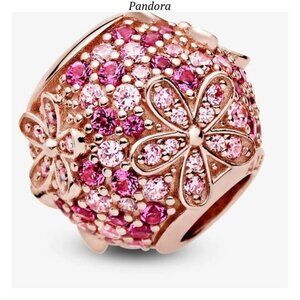 Rose Gold Floral Charm with Pink Crystals